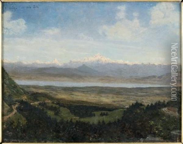 Vue D'un Lac Pres D'une Chaine De Montagnes Oil Painting - Francois Louis Francais