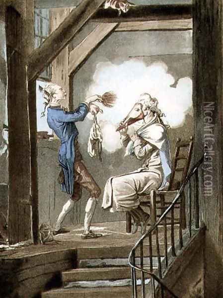 The Toilet of an Attorneys Clerk, engraved by Philibert Louis Debucourt 1755-1832 Oil Painting - Carle Vernet