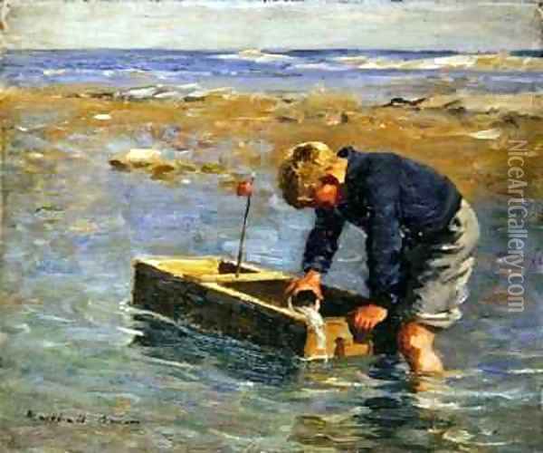 Bailing Out the Boat Oil Painting - William Marshall Brown