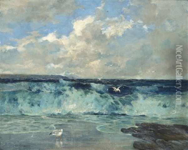 Breaking Waves Oil Painting - Henry Moore
