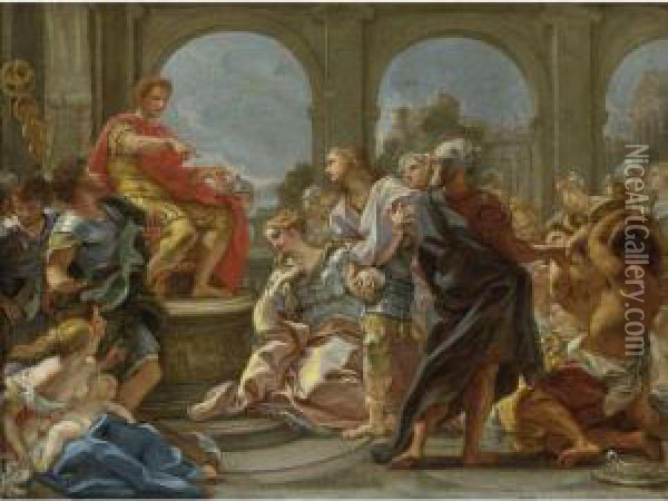 The Continence Of Scipio Oil Painting - Giovanni Battista (Baciccio) Gaulli