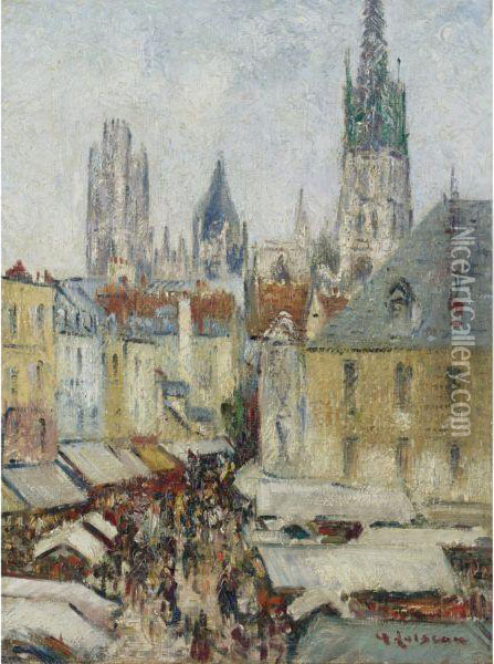 Rue De L'epicerie A Rouen Oil Painting - Gustave Loiseau