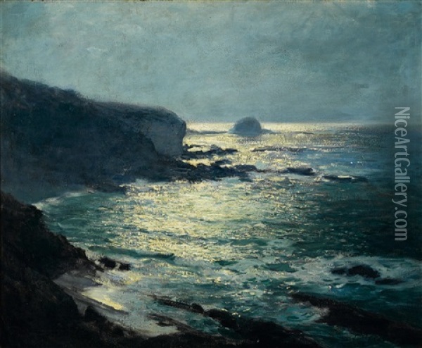 Moonlight - Arch Beach, Laguna Oil Painting - Guy Rose