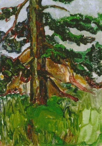 Untitled (tree In A Landscape) Oil Painting - Emily Carr