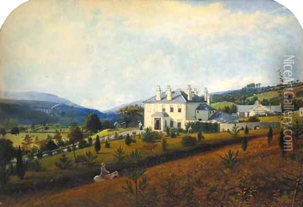 A View of, and from Captn Frederick's House at Portmneath Vaughan, near Glin neath, Vale of Neath Oil Painting - Edward Facon Watson