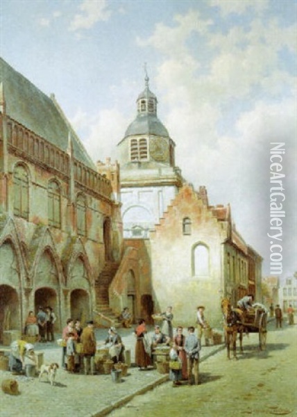 De Hallen Te Nieuwpoort Oil Painting - Jacques Francois Carabain