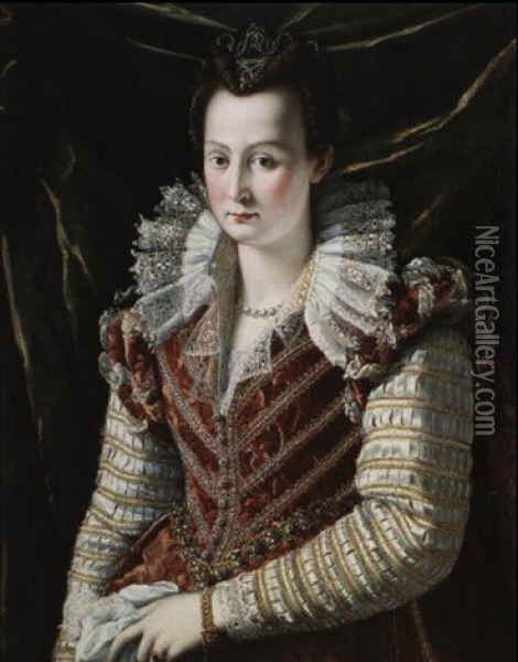 Portrait De Bianca Capella Oil Painting - Alessandro di Cristofano Allori