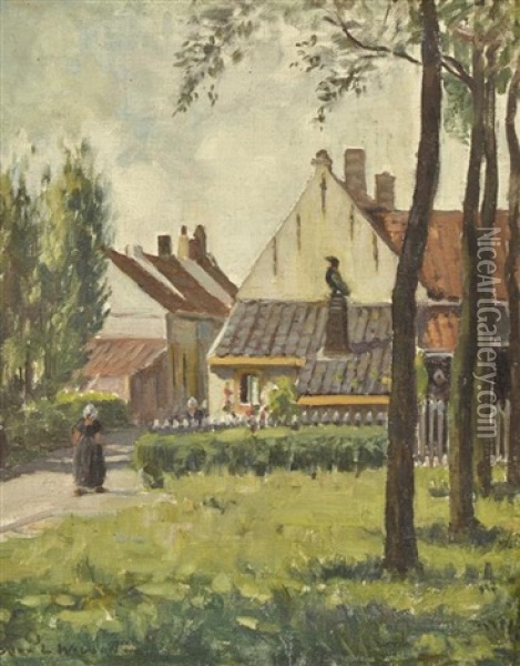 Dutch Village Scene Oil Painting - Dora Lynell A. Wilson