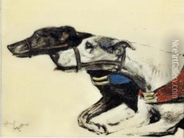 Greyhoundspen Oil Painting - Cecil Charles Aldin