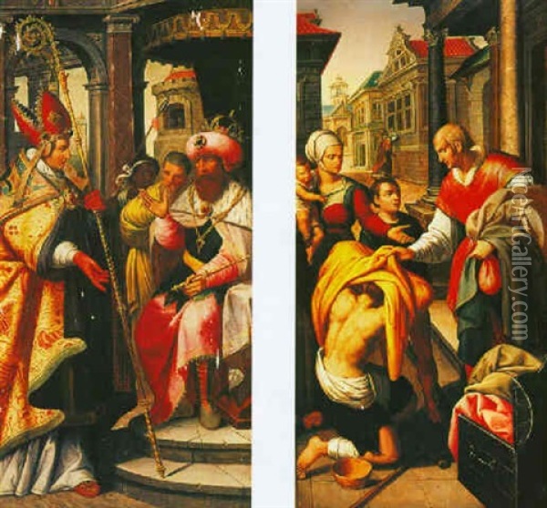 Scene From The Life Of A Bishop Saint - Saint Nicholas Of Myra? Oil Painting - Ambrosius Francken the Elder