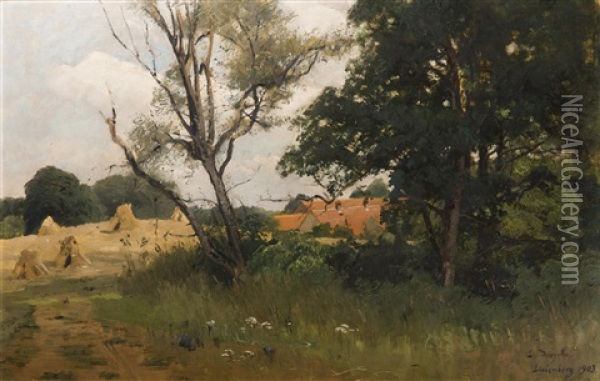 Past The Village Oil Painting - Louis Douzette