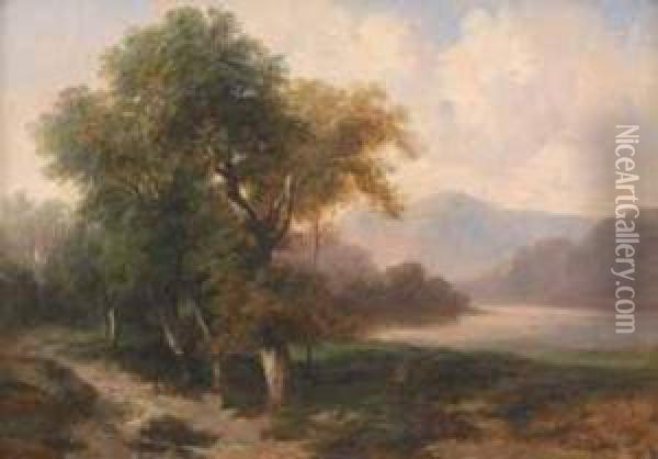 Arbres Au Bord D'un Lac De Montagne Oil Painting - Jules Louis Phillipe Coignet