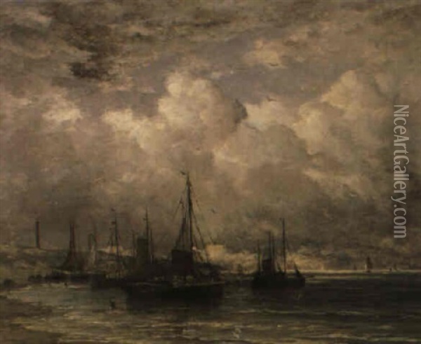 Fischerboote Oil Painting - Hendrik Willem Mesdag