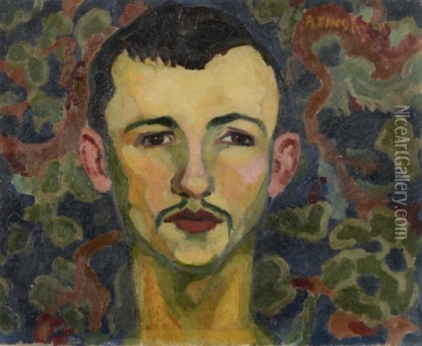 Portrait D'homme A La Moustache Oil Painting - Andre Favory