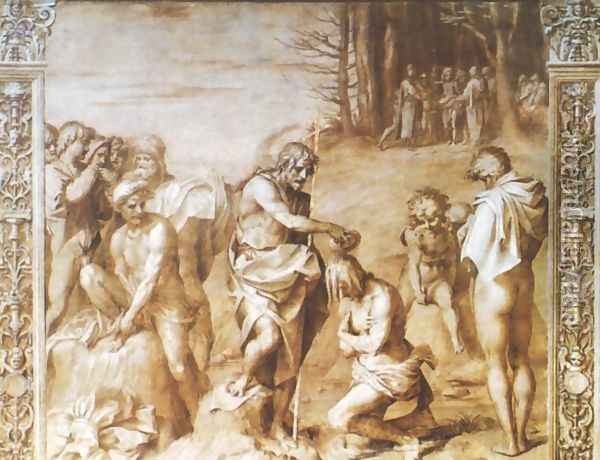 Life of John the Baptist: the Baptism of Christ Oil Painting - Andrea Del Sarto