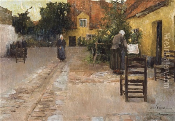 Soir A L'asile A Gand Oil Painting - Albert Baertsoen