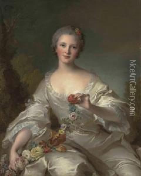 Portrait Of Marguerite-francoise-bernard De Reims, Madame Dupleixde Bacquencourt Oil Painting - Jean-Marc Nattier