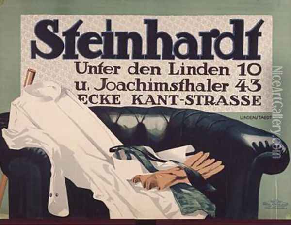 Advertisement for Steinhardt gentlemens outfitters in Berlin 1912 Oil Painting - Hans Lindenstaedt