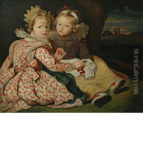 The Artist's Two Daughters Oil Painting - Cornelis De Vos