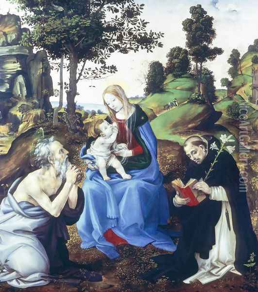 Holy Family Oil Painting - Filippino Lippi