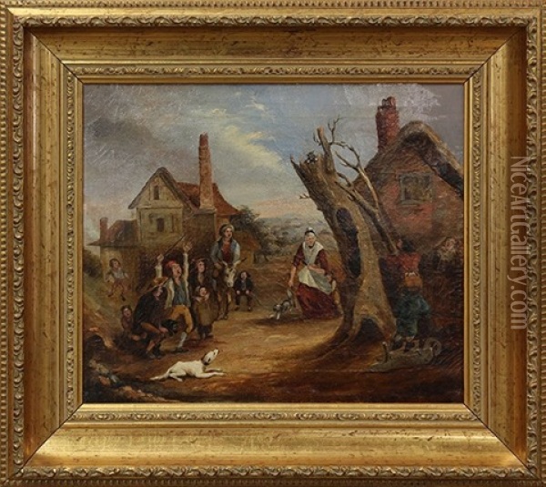 Village Genre Scene Oil Painting - John Greville Fennell