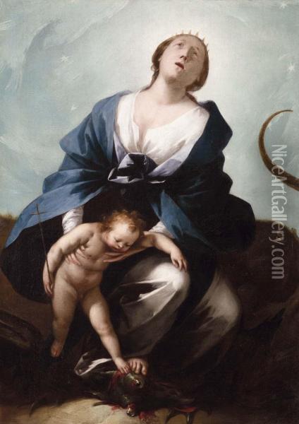 La Madonna Immacolata E Il Bambingesu Oil Painting - Stefano Danedi