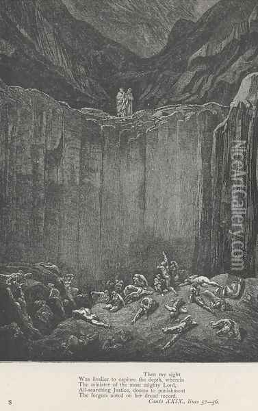 The forgers noted on her dread record. (Canto XXIX., line 56) Oil Painting - Gustave Dore