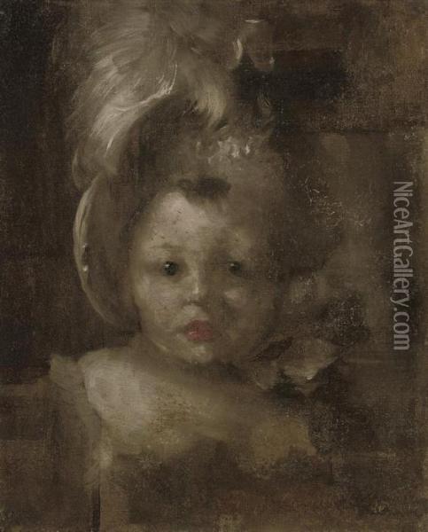 Portrait Of A Young Girl Oil Painting - Eugene Carriere