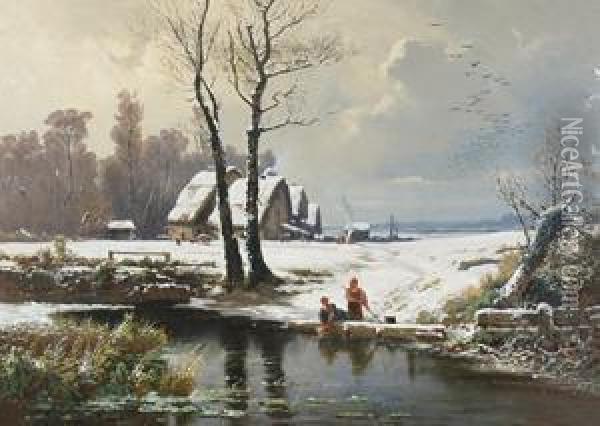 Inverno In Brianza Oil Painting - Gaetano Fasanotti