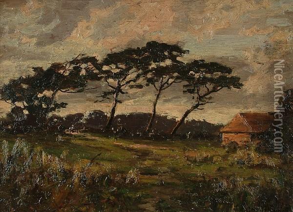 Evening On The Sussex Hills; Afterglow Oil Painting - Harold Goldthwaite