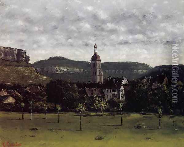 View of Ornans and Its Church Steeple Oil Painting - Gustave Courbet