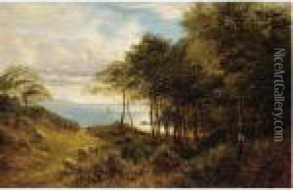 Sheep Grazing By The Sea Oil Painting - Alfred Augustus Glendening