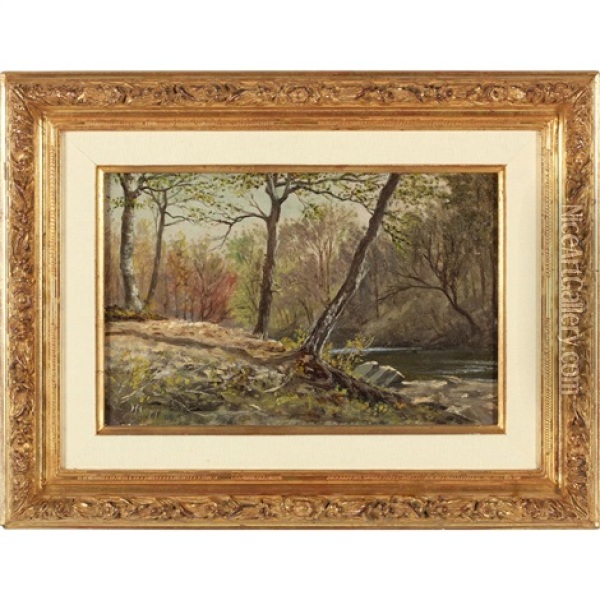 Riverbank Oil Painting - Henri Livingston Hillyer