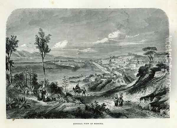 General View of Messina Oil Painting - Rouargue, Adolphe