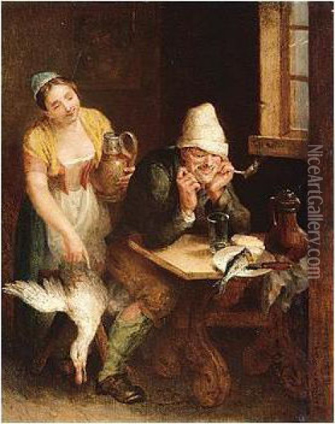In The Tavern Oil Painting - Wilhelm Alexandrow. Golicke