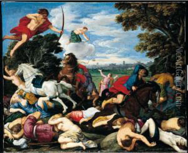 The Death Of Niobe's Children Oil Painting - Johann Konig