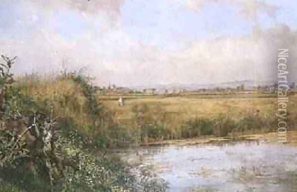 A View near Sefton Lancashire Oil Painting - John Edward Newton