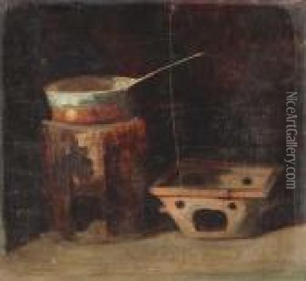 A Kitchen Interior Oil Painting - Jean-Baptiste-Simeon Chardin