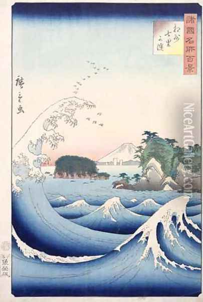The Wave from the series 100 Views of the Provinces Oil Painting - Hiroshige, Ando or Utagawa