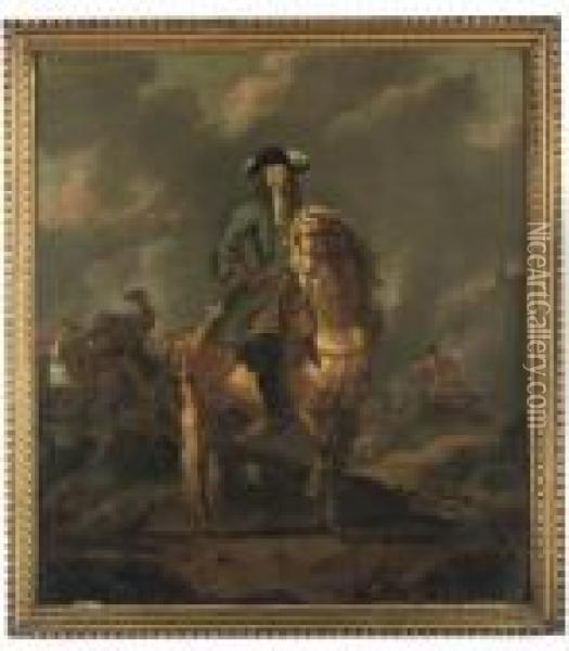 Portrait Of William Iii 
(1650-1702), Full-length, On Horseback, At The Battle Of The Boyne Oil Painting - Jan Wyck
