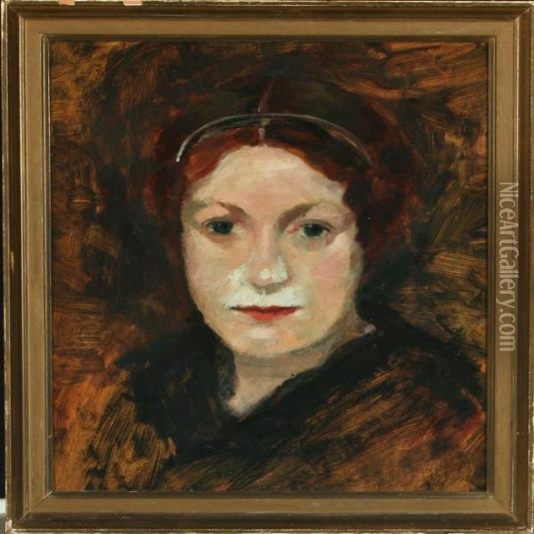 Portrait Of A Woman Oil Painting - Herman A. Vedel