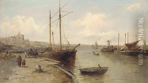 Unloading at the quayside, Castletown Oil Painting - William Edward Webb