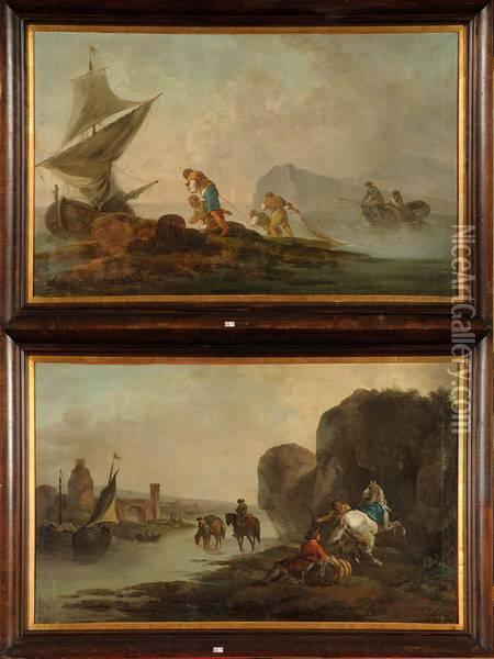 Pecheurs En Bord De Mer Oil Painting - Claude-joseph Vernet