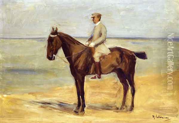 Rider on the Beach Facing Left Oil Painting - Max Liebermann