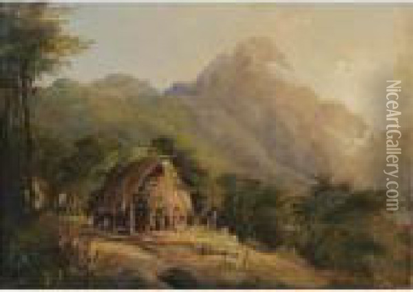 Hutte Dans Un Paysage De Montagne, Galipan Oil Painting - Camille Pissarro