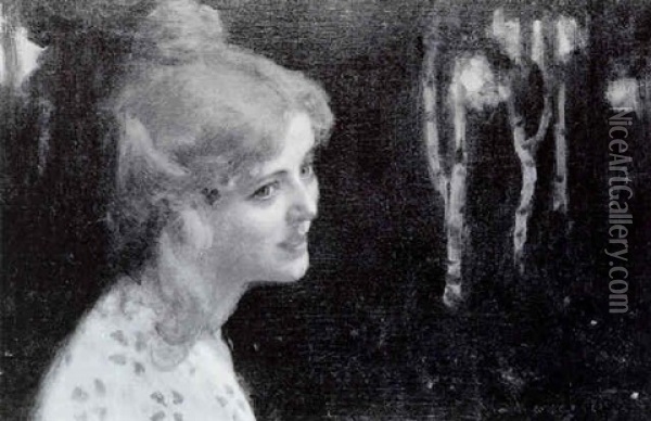 Femme Dans La Foret Oil Painting - Tihamer Von Margitay