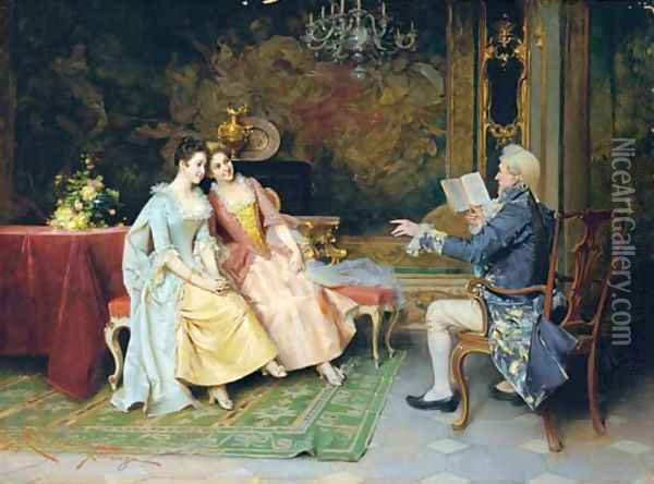 An amusing story Oil Painting - Adriano Cecchi