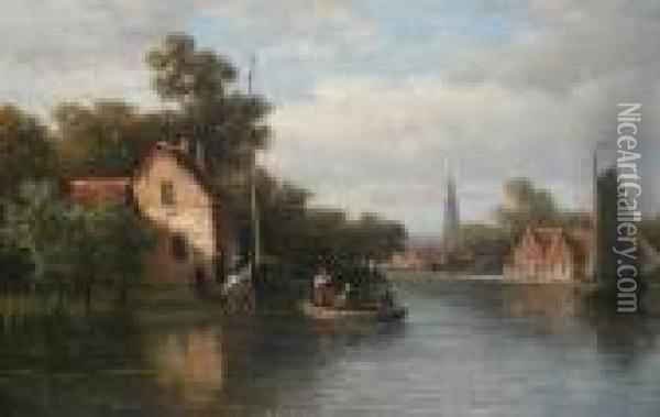 Crossing The River Oil Painting - Johannes Josephus Destree