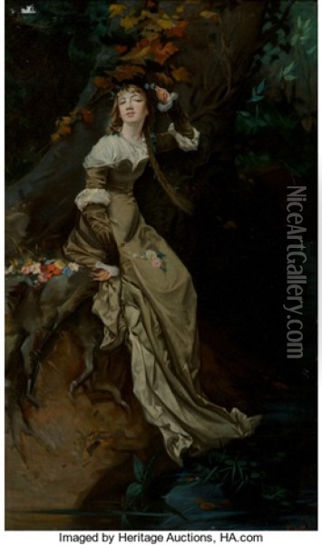 Ophelia Oil Painting - Charles Louis Lucien Mueller