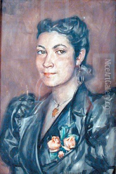 Portret Kobiety Oil Painting - Jerzy Mieczyslaw Rupniewski